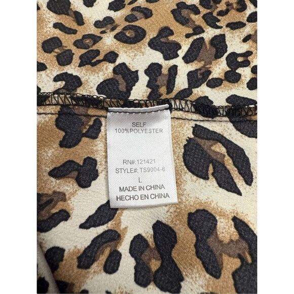 Ellison Women’s Large Leopard Print Midi Skirt Angled Zip Closure Lightweight - Picture 6 of 6